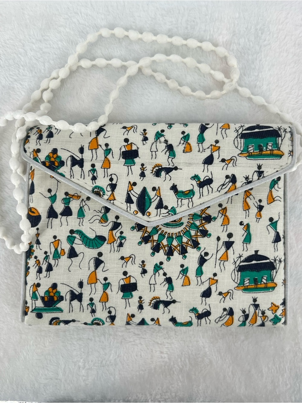 Store Utsav Warli Art Block Cotton Crossbody Purse Made In India Envelope Rare
